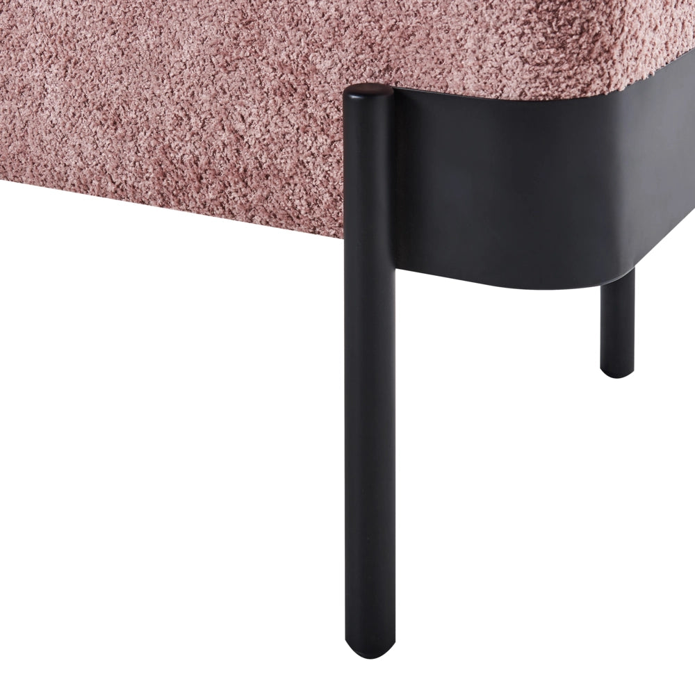 Panca per la camera da letto in tessuto poliestere rosa Rivestimento gambe nere Design cottage Mobili per il soggiorno in tinta unita