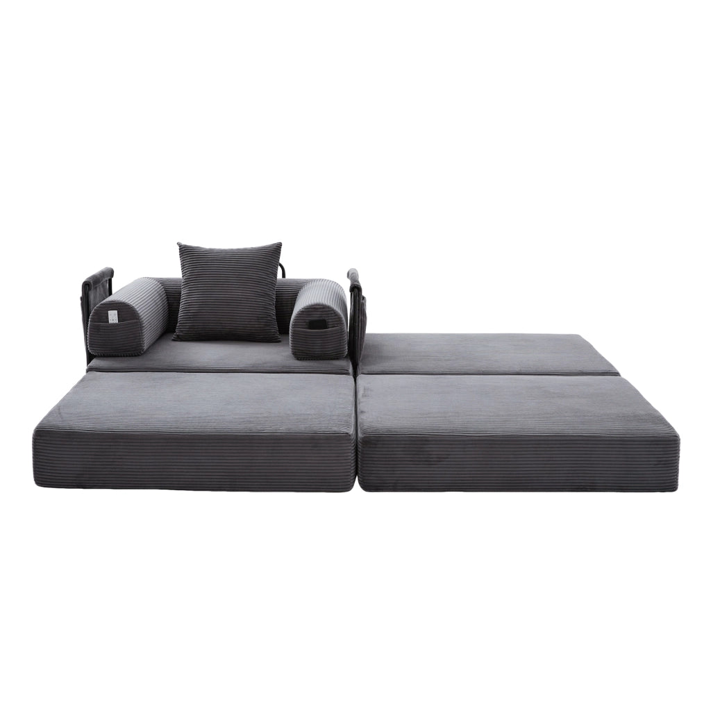 Poltrona Relax con Poggiapiedi e Cuscino ¨C Xylo ¨C Tessuto a Coste, Braccioli, Struttura in Metallo