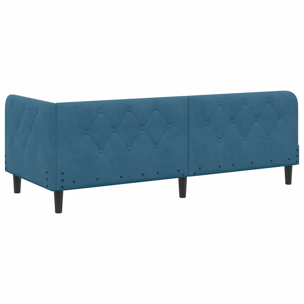 Letto singolo | Letto per adulti | Cornice del letto ad angolo Blu 80 x 200 cm Velluto