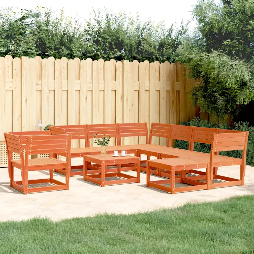 Set Salotto da Giardino 8 pz Marrone Cera Legno Massello Pinocod mxl 90011