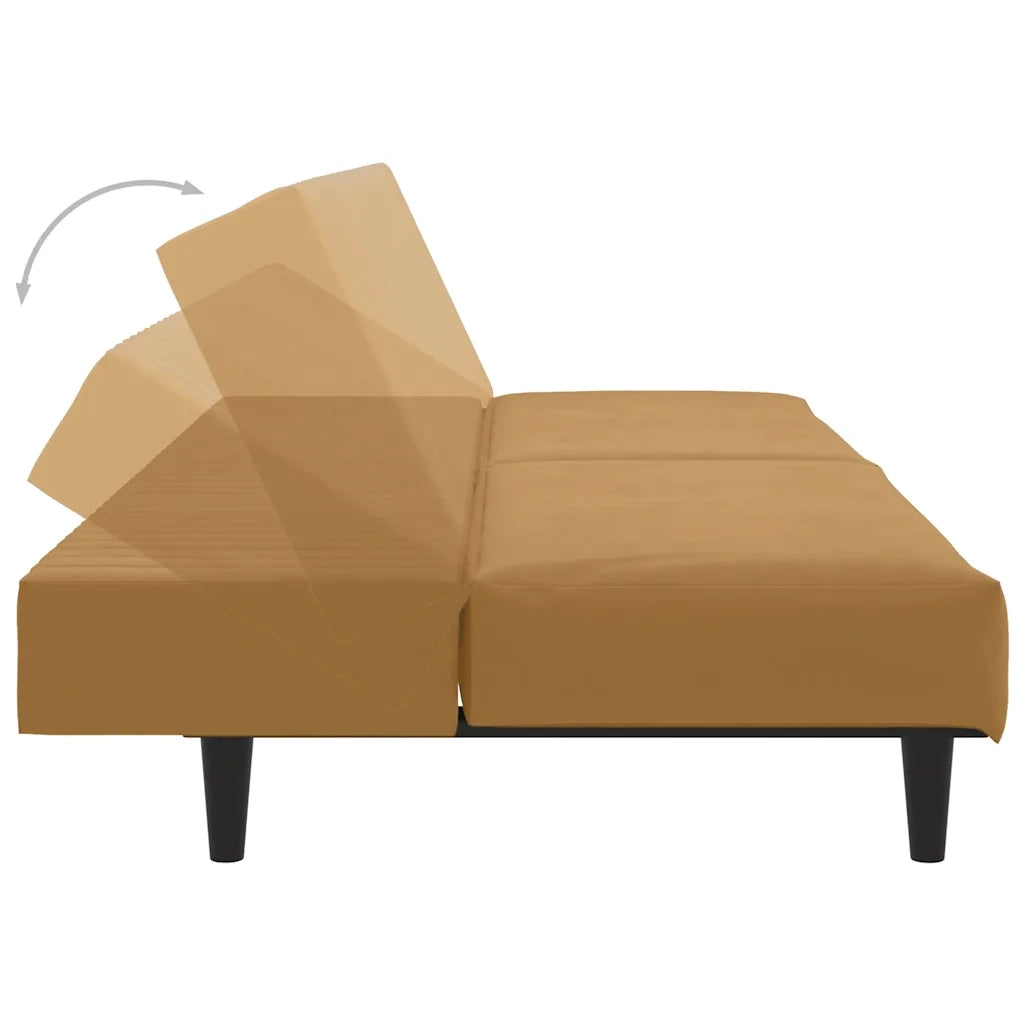Divano Letto a 2 Posti Marrone in Velluto 375934