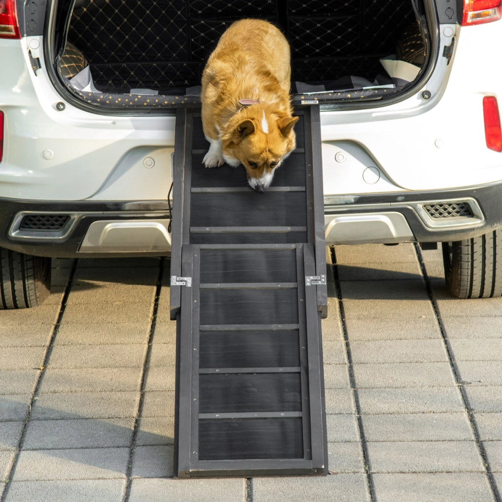 Rampa per Cani Pieghevole in Legno ¨C Zephmum ¨C Nero 43x165x6.5cm