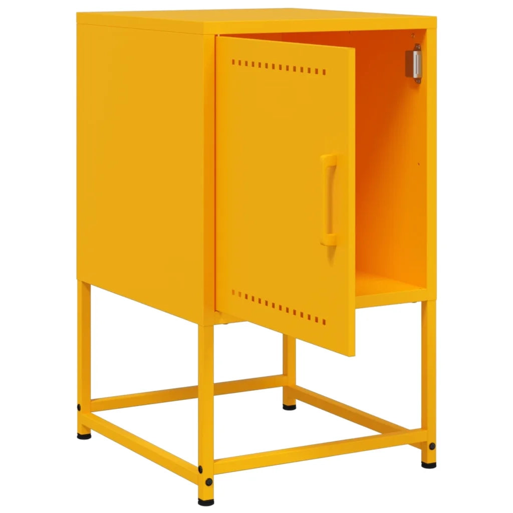 Comodino | Armadio da Notte | Mobiletto da notte Giallo Senape 36x39x60,5 cm in Acciaio