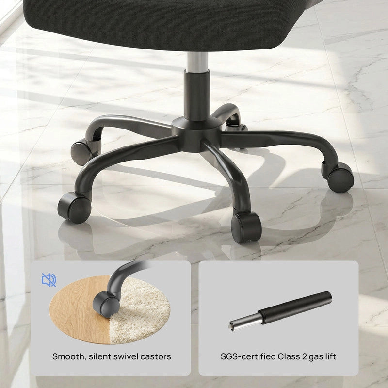 Sedia da ufficio ergonomica - Poltrona HAMLODY - con braccioli pieghevoli a 90° - Supporto lombare - Regolabile in altezza Nero