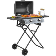 Barbecue a Gas Portatile ¨C zephmum ¨C 2 Bruciatori 5.6 kW Nero con Ruote