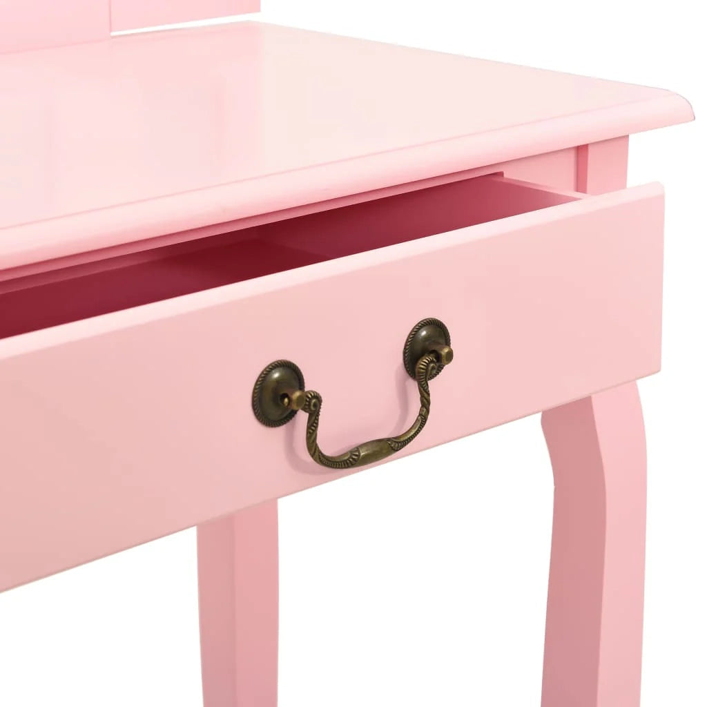 Toletta e sgabello 65 x 36 x 128 cm rosa legno MDF 02_0006382