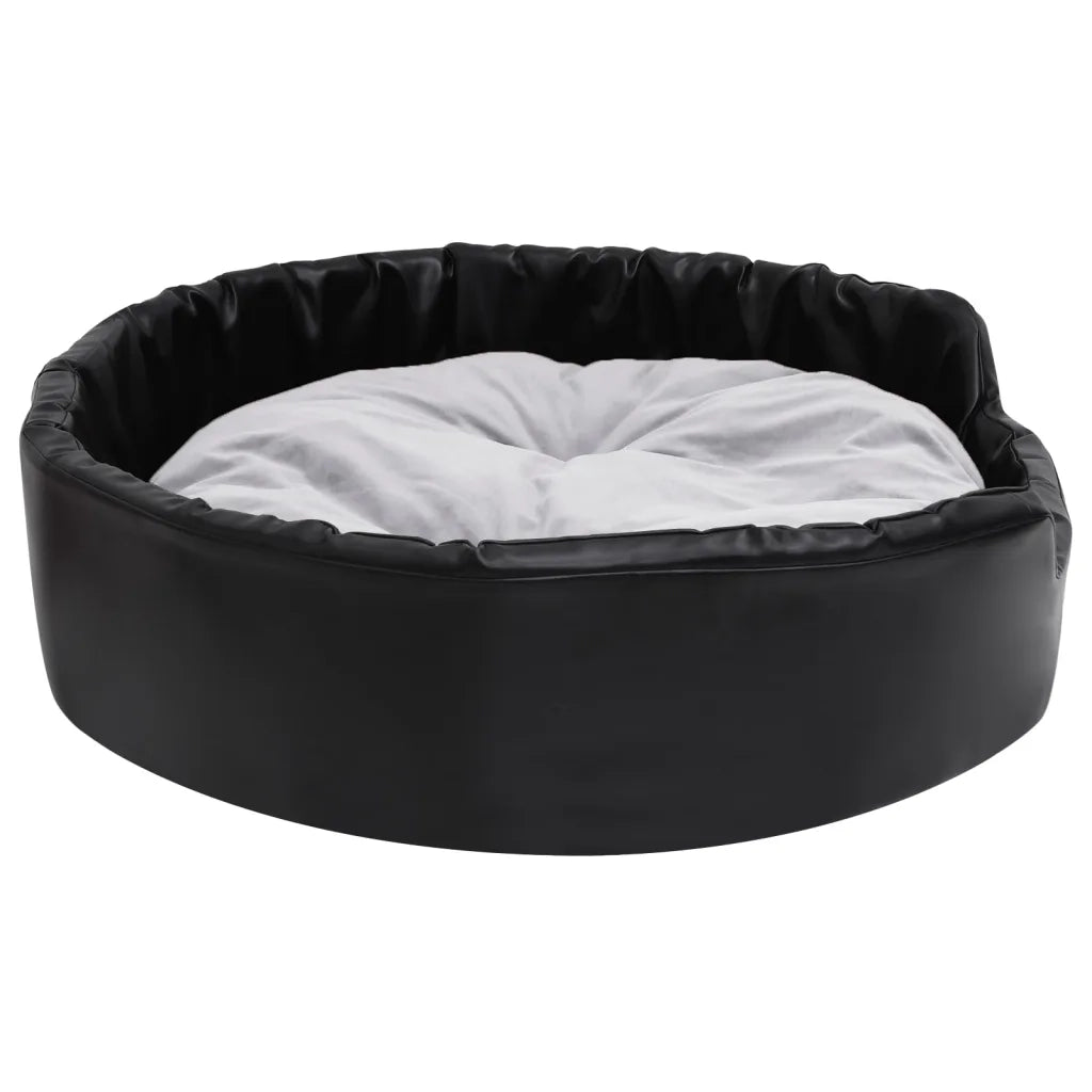 Lettino per Cani Nero e Grigio 90x79x20 cm Peluche e Similpelle cod mxl 46076