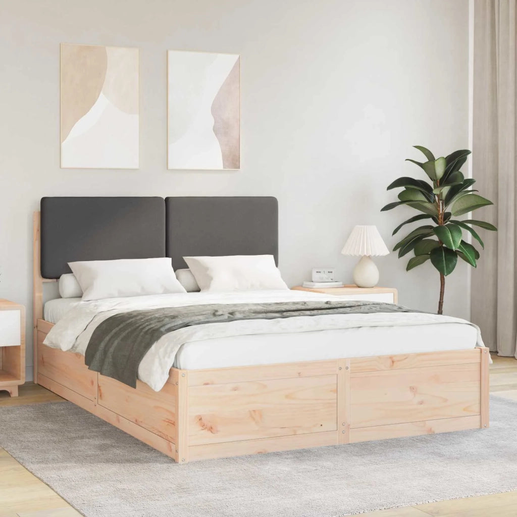 Letto con Testiera Rivestita Grigio scuro 135 x 190 cm
