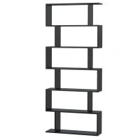 Libreria Legno Design Moderno con 6 Ripiani 80 × 23 × 192cm Nero