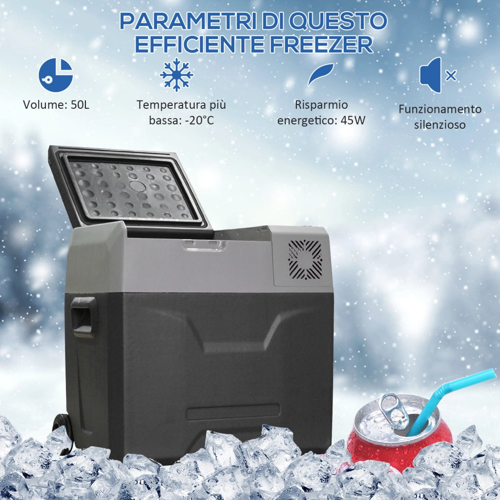 Frigo per Auto da 50L con Pannello Touch ¨C zephmum ¨C Grigio Alluminio Plastica 58.6x37.8x54.5 cm