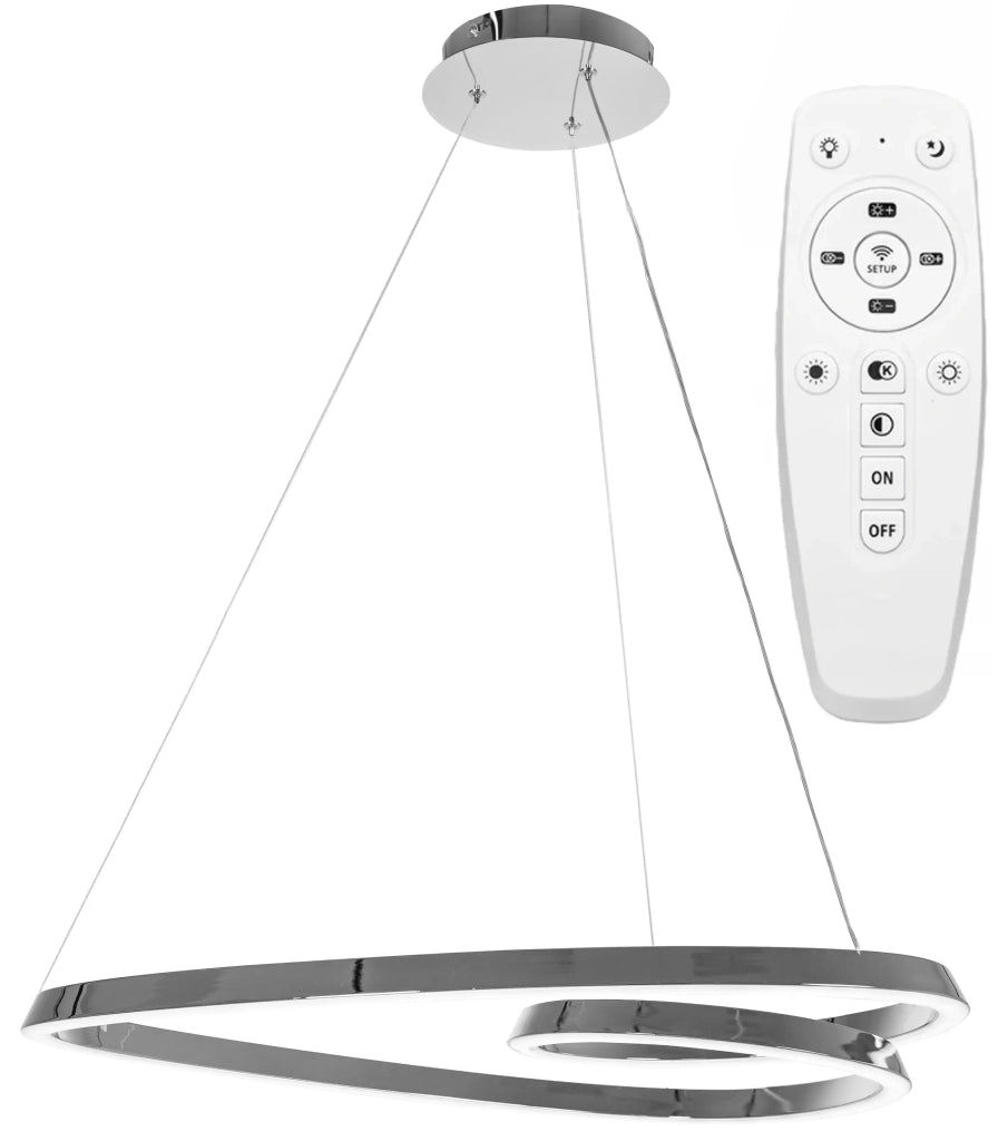 Lampada Da Soffitto Pensile Ring Moderno Led+telecomando App798-cp Chrome