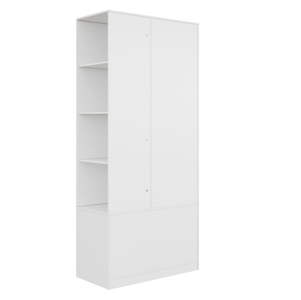 Armadio con specchio e cassetti, bianco, 180 x 80 x 40 cm