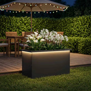 Fioriera da giardino con LED Nero 40 x 80 x 40 cm Acciaio 8008154