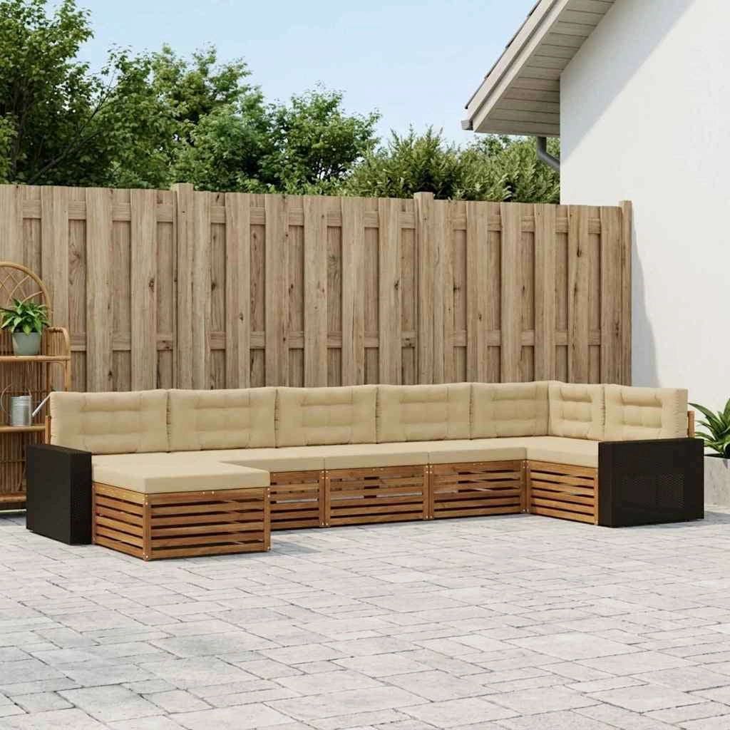 Set di divani da esterno 7 pz Naturale e Beige 3383636