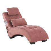 Chaise longue Altoparlante Bluetooth integrato in velluto rosa Caricatore USB Design moderno Divano curvo per 1 persona Soggiorno