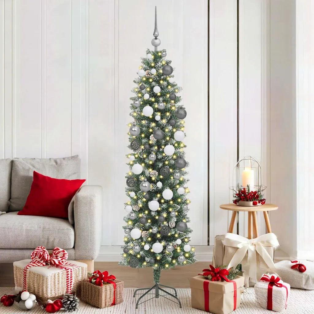 vidaXL Albero di Natale Artificiale Sottile Verde 180 cm PVC