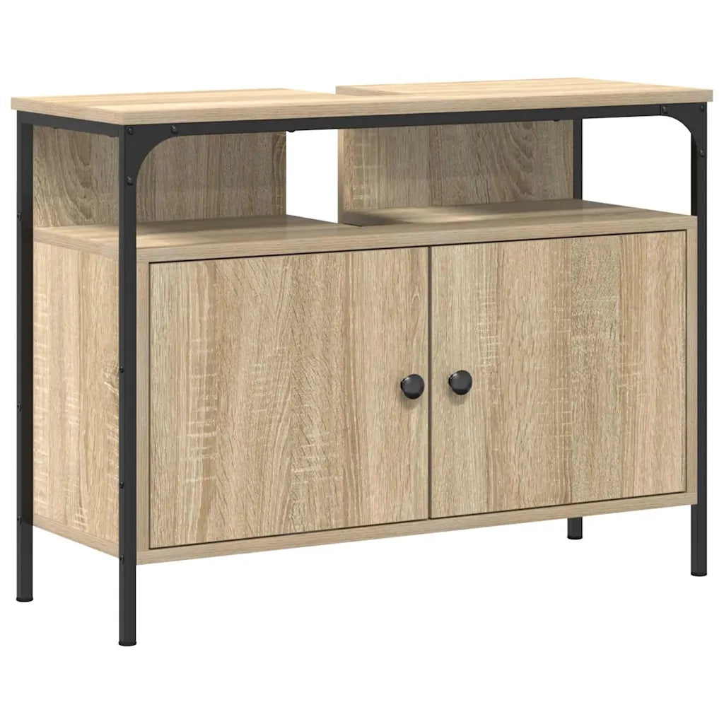 Armadio per Lavabo da Bagno-Armadietto da bagno-Mobiletto da bagno con porta Marrone 80 x 30 x 60 cm