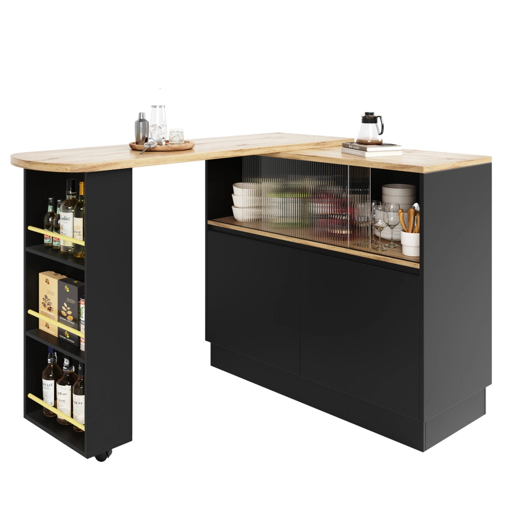Isola da cucina girevole 360° 90x45x100 cm in MDF nero con contenitore