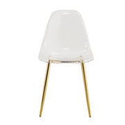 Set tavolo da pranzo e sedie con 1 tavolo rotondo e 4 sedie; vetro temperato; metallo e plastica oro trasparente