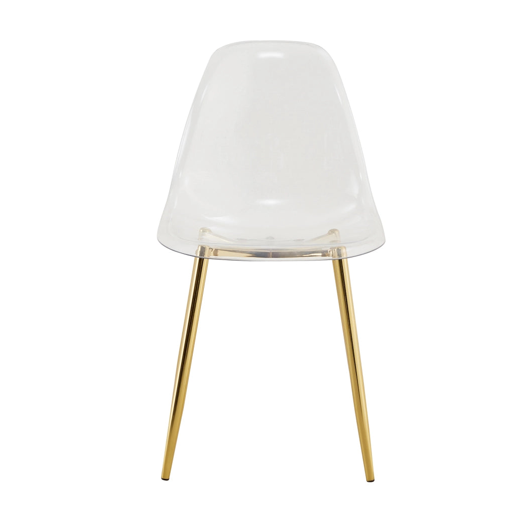 Set tavolo da pranzo e sedie con 1 tavolo rotondo e 4 sedie; vetro temperato; metallo e plastica oro trasparente