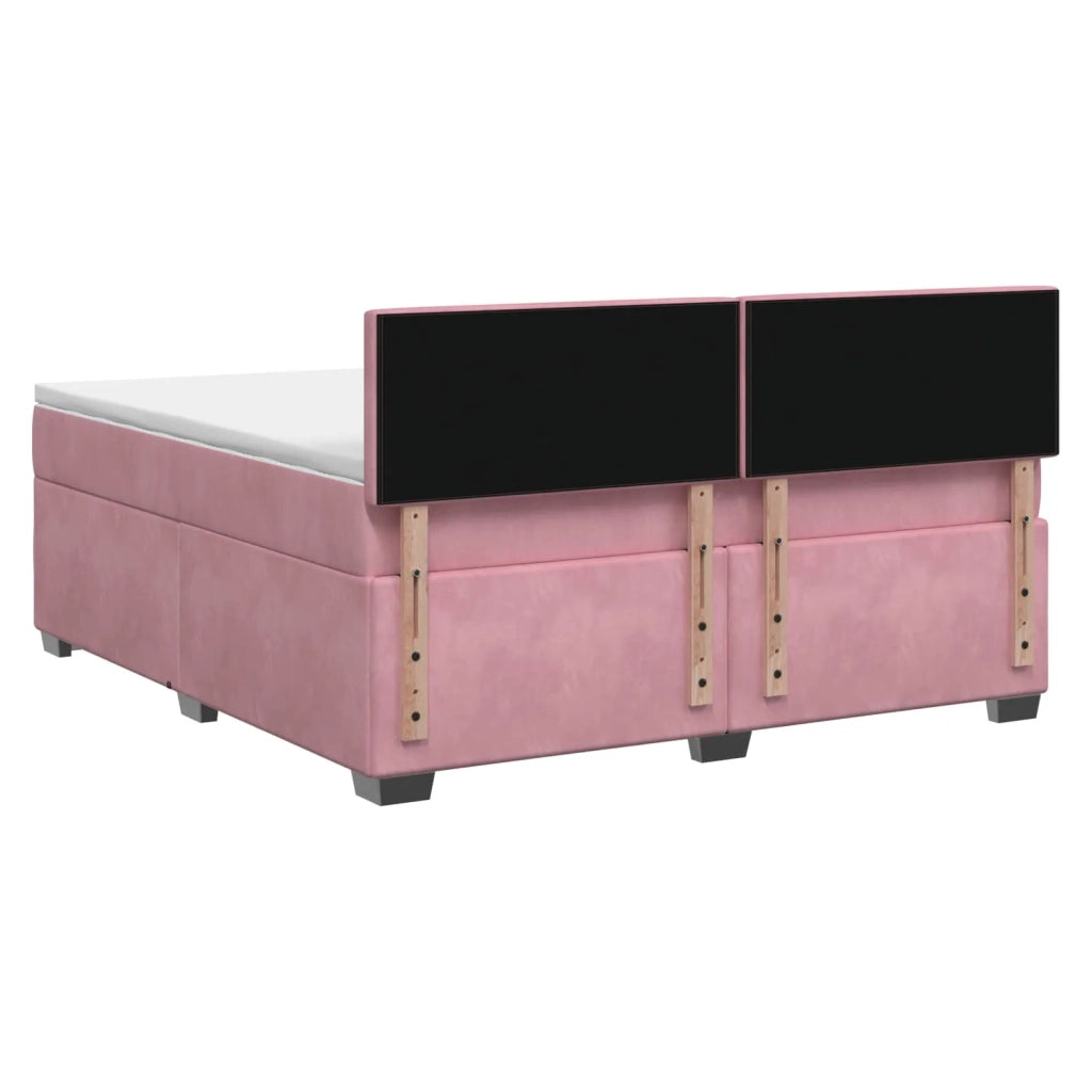 Letto con Box Spring, Materasso e LED Rosa 140 x 200 cm Velluto 3452191