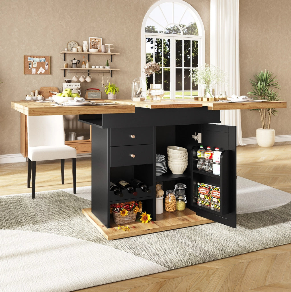 Tavolo allungabile 110-140x80x75 cm;in MDF e metallo; nero e naturale