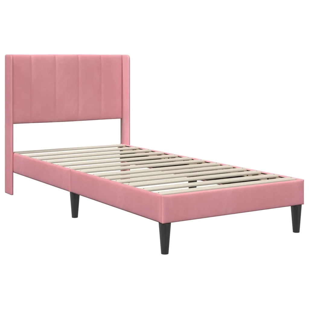 Struttura del letto con testiera Rosa 100 x 200 cm Velluto 42027488