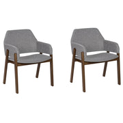 Set di 2 sedie da pranzo in legno scuro e tessuto in poliestere grigio gambe in legno di caucciù stile retrò tradizionale