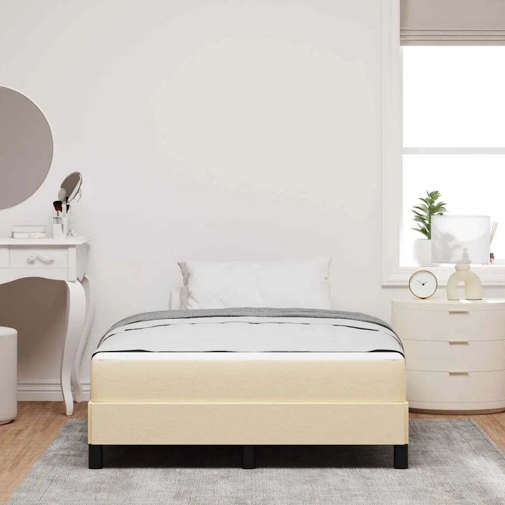 Letto a molle con materasso Crema 120 x 190 cm Tessuto
