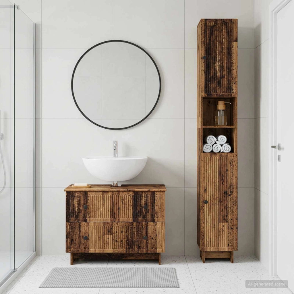 Set di Armadi da Bagno da 2 Pezzi EDE Legno antico 3417502