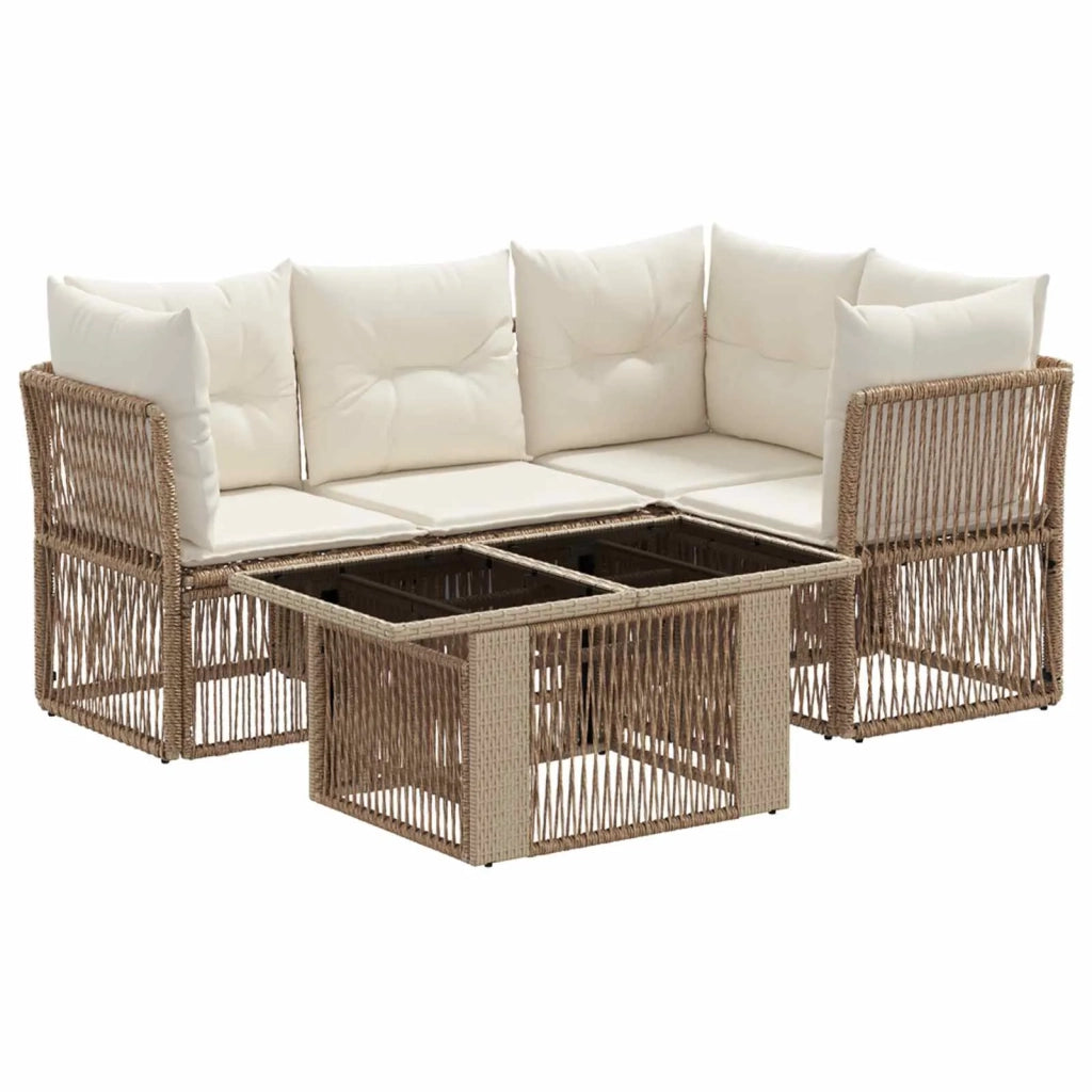 Set Divano da Giardino 5 pz Beige polyrattan 3436464
