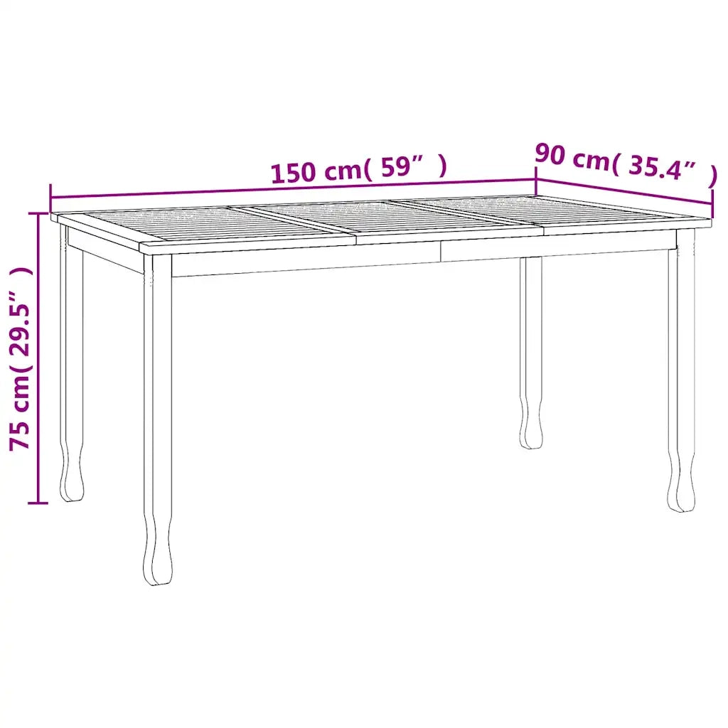 Tavolo da Pranzo da Giardino 150x90x75cm Legno Massello di Teak 316606