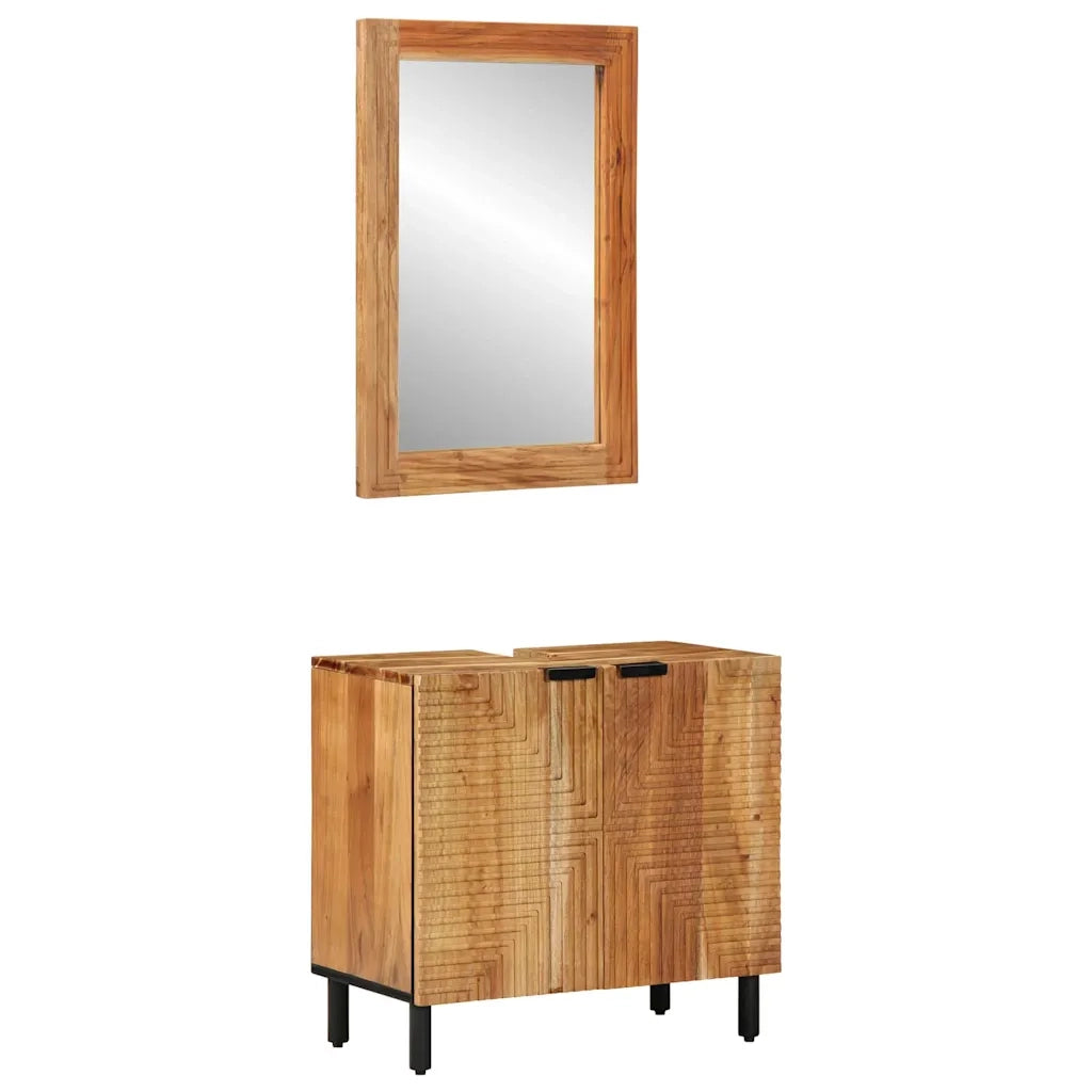 Set di mobili per il bagno con lo scaffale 2 pcs Marrone 3310012
