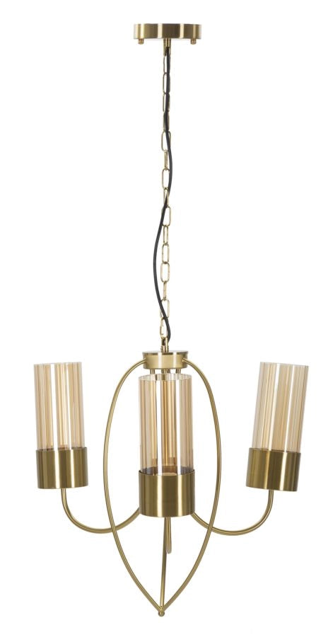 Lampadario Versailles 3 Luci Ø60x103 cm in Ferro e Vetro Nero