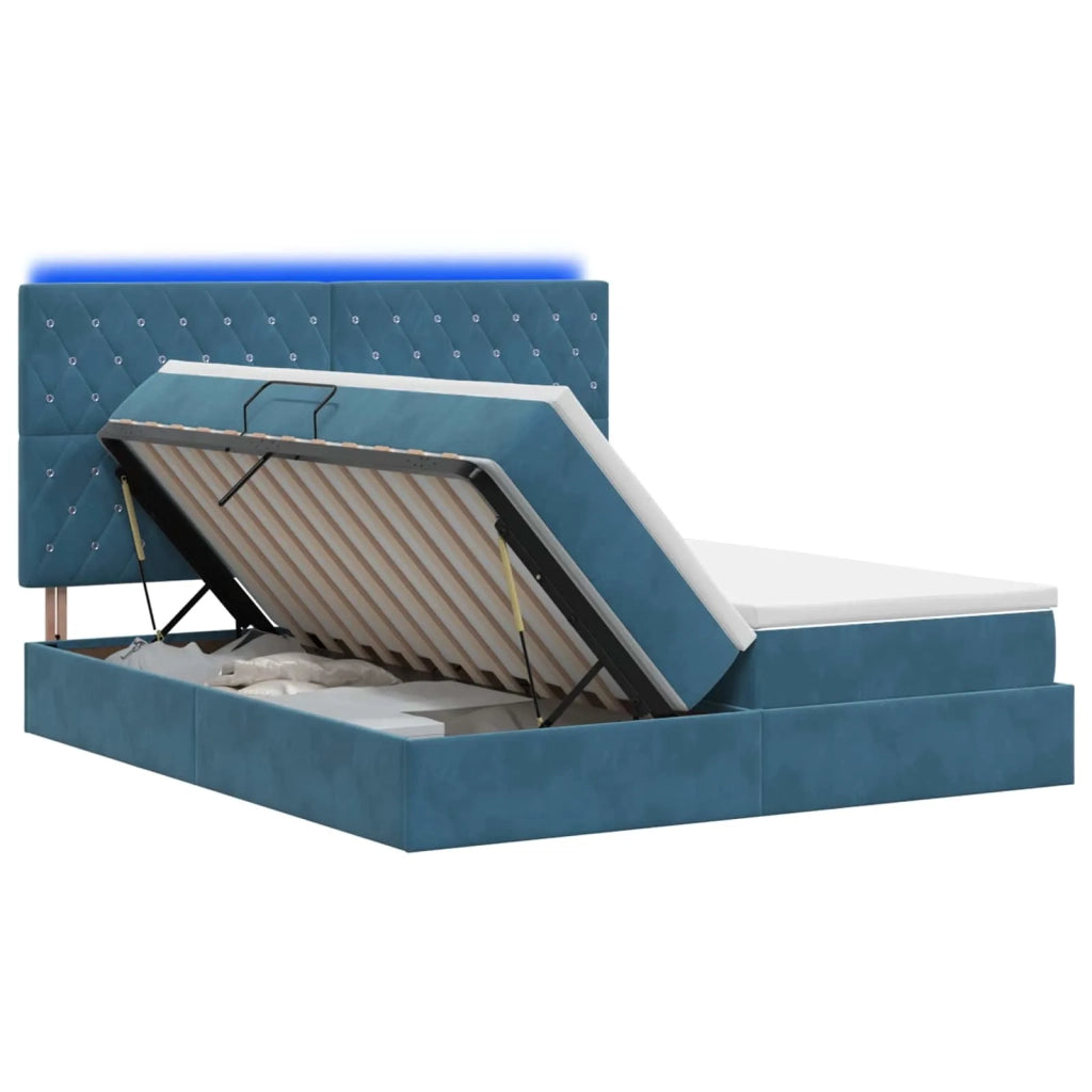 Letto con contenitore LED e materasso Blu Scuro 200 x 200 cm 3460264