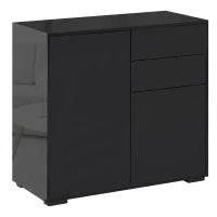 Mobiletto Multiuso per Casa e Ufficio con 2 Cassetti e 2 Armadietti, Apertura a Pressione, 79x36x74cm