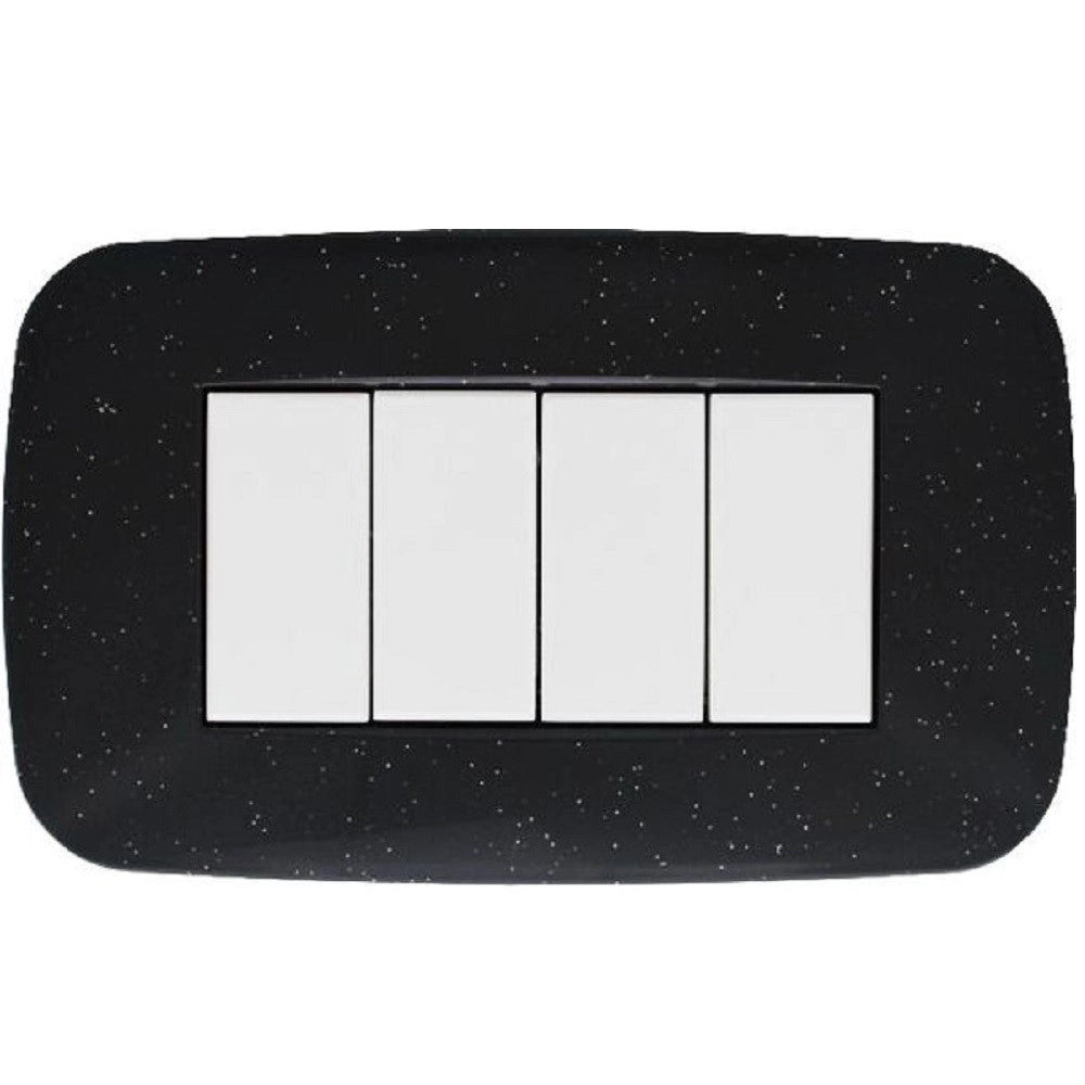 Trade Shop - Placca Futura 3 4 6 Moduli Nero Flash Compatibile Con Bticino Axolute -