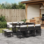 Set da Pranzo da Giardino 11 pz con Cuscini in Polyrattan Nero 3211686