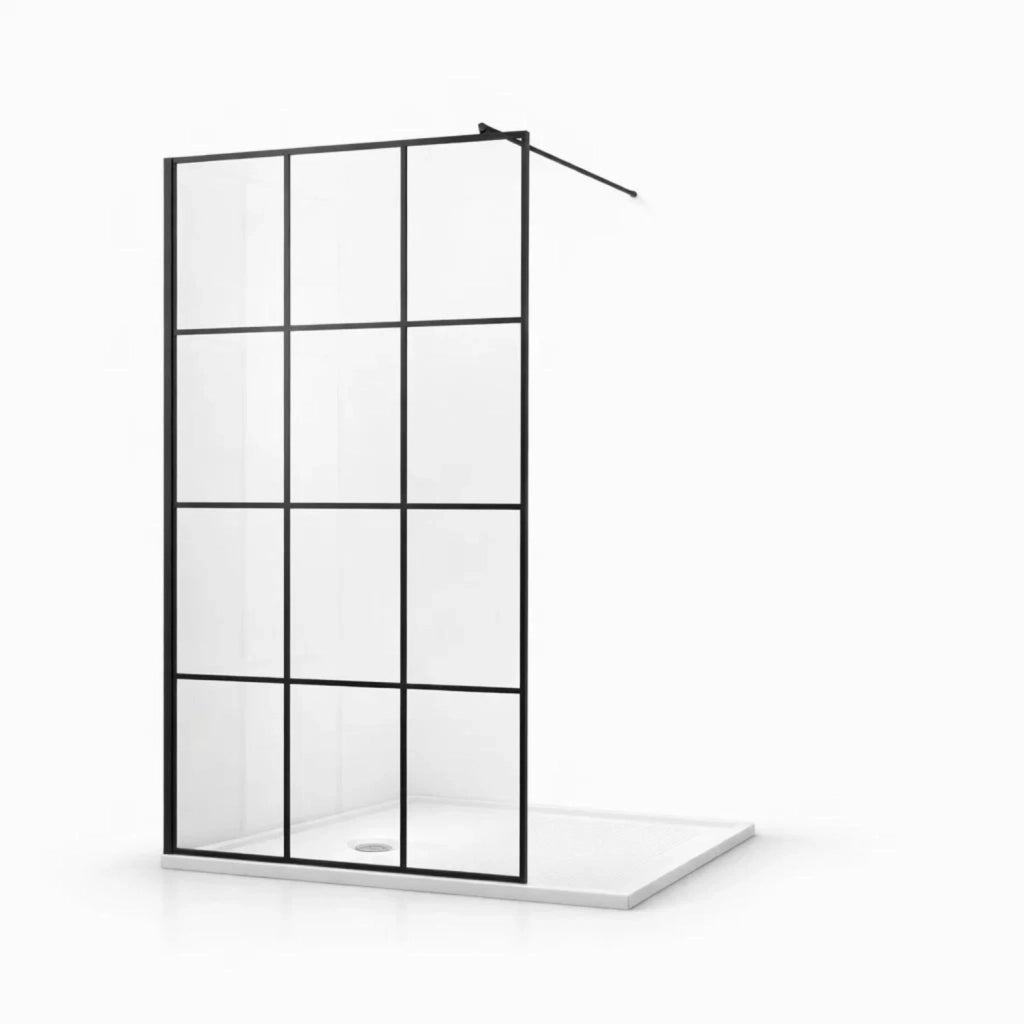 Parete doccia walk-in in cristallo temprato con profilo nero cristallo 8 mm *** misure 107-109xh200 cm, confezione 1
