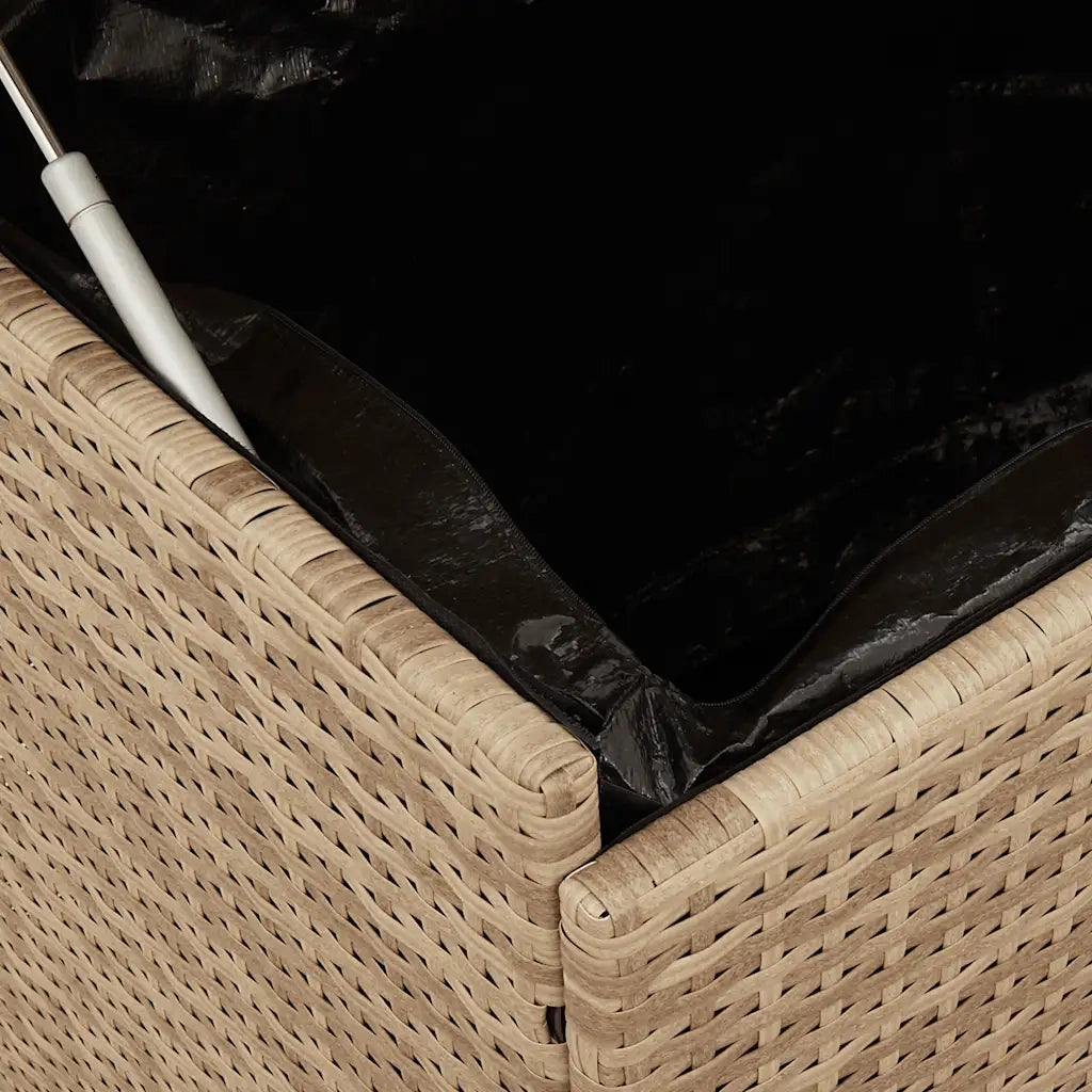 Contenitore da Giardino-Cassapanche da esterno con Ruote Beige Misto Polyrattan