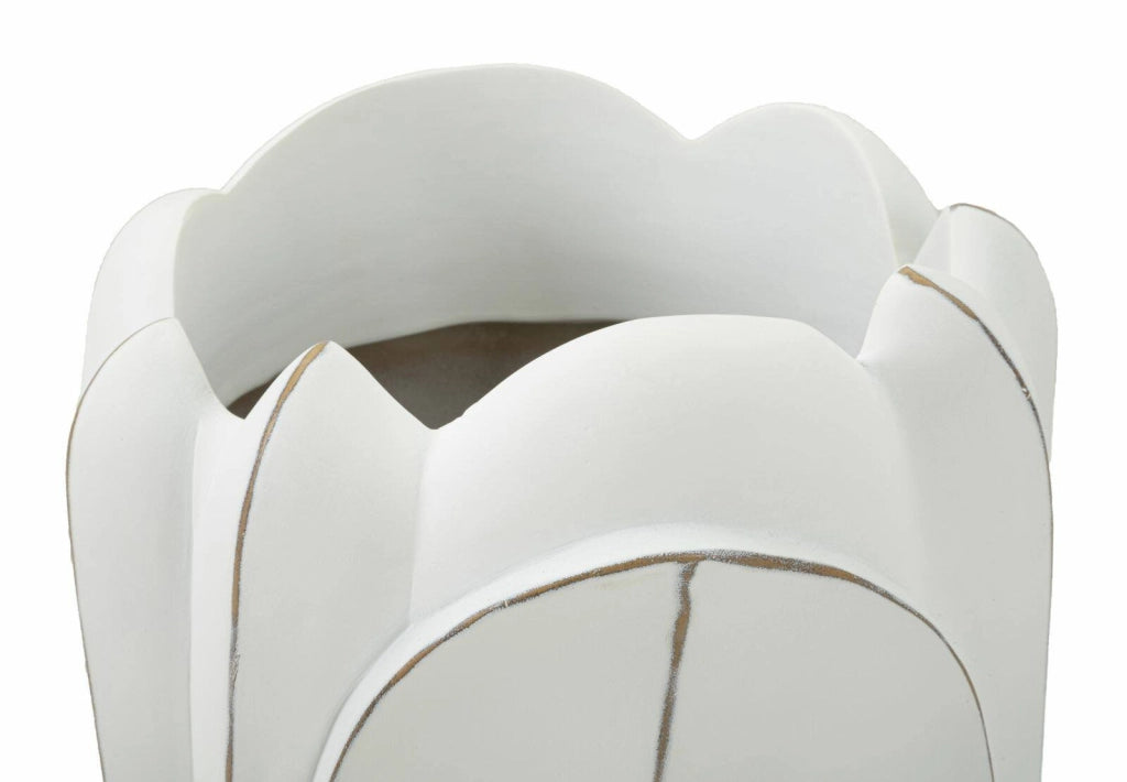 Vaso Tramigna, Complemento d'arredo, Articolo decorativo, Accessorio d'arredo, 29x29 h48 cm, Bianco