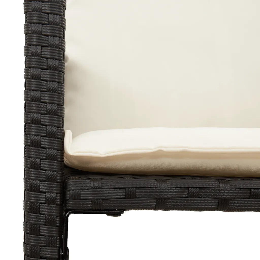 Set Bar da Giardino 5 pz con Cuscini Nero in Polyrattan Acacia 3328899
