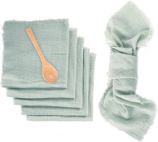 Serviette in cotone con frange, 6 pezzi, 42 x 42 cm per decorazione da tavola e cena
