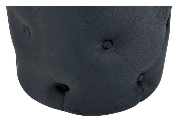 Pouf in velluto capitonné nero, poggiapiedi - Honey - PO10HO