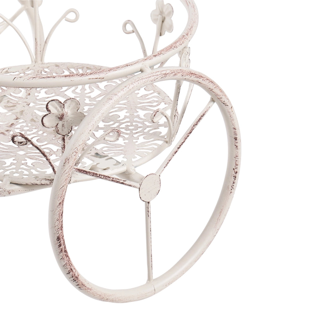 Fioriera a forma di bicicletta in ferro bianco sporco 66 x 24 x 49 cm Supporto per fiori da interno ed esterno