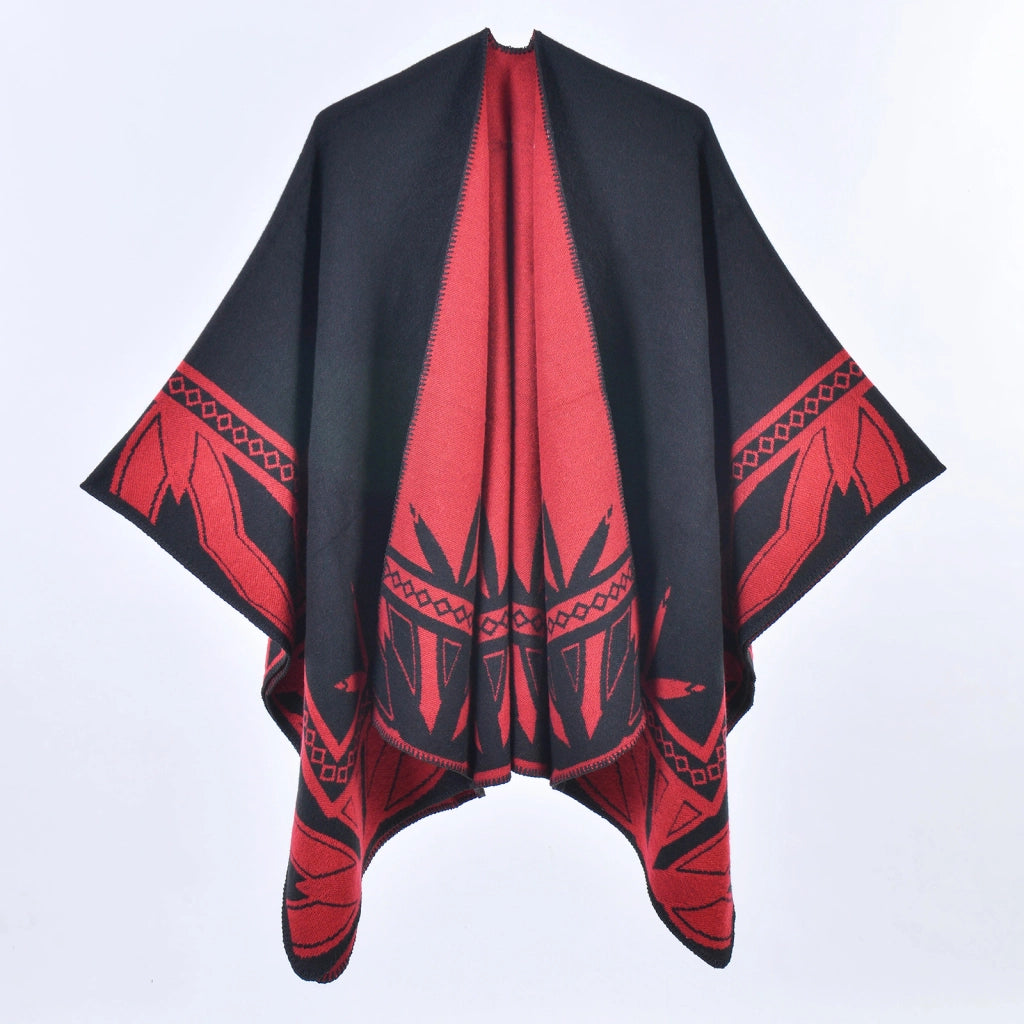 Nuovo scialle a mantella in cashmere spesso con spacco