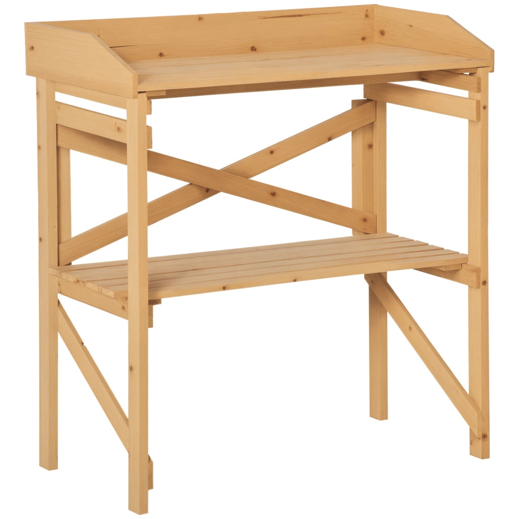 Tavolo da giardino per piante con ripiano ¨C zephmum ¨C legno marrone chiaro 80x40x84 cm
