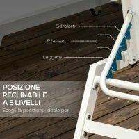 Chaise Longue Lettino Prendisole Reclinabile 2pz in Alluminio e Poliestere, 55x195x30 cm, Beige