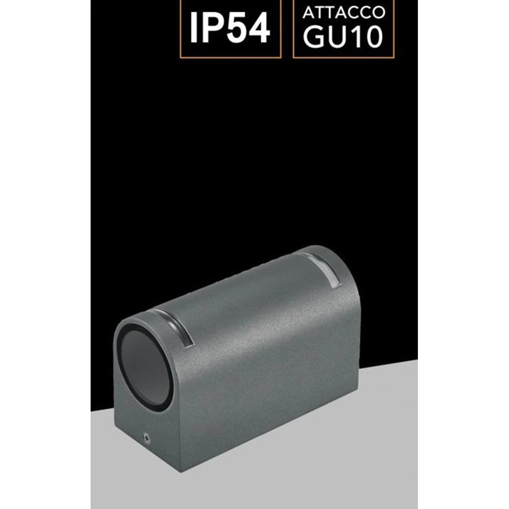 Trade Shop - Applique Esterno Doppia Emissione Balcone Lampada Muro Attacco Gu10 Ip54 Grigio Gn-wl062-g -