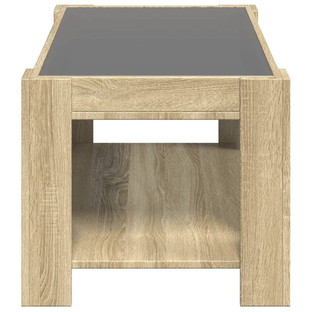 Tavolino Salotto con LED-Tavolino da soggiorno-Tavolo Rovere Sonoma 93x53x45 cm Multistrato